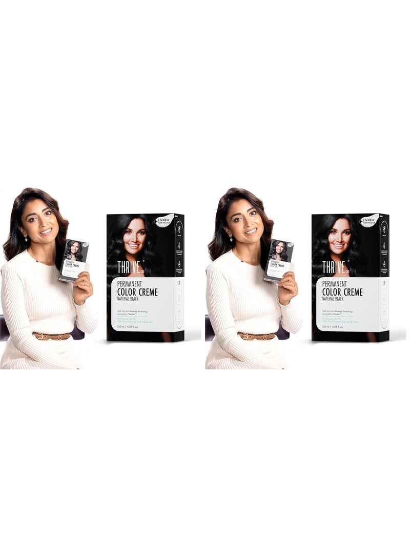 ThriveCo Crème Permanent Natural Black Hair Color | 100% Grey Coverage | Hyaplex™️ Bond-Building Technology | Long-Lasting, Damage-Free Color | Ammonia-Free | Nourishing & Anti-Aging Formula, Men & Women ,130 ml (Pack of 2) - Image 1